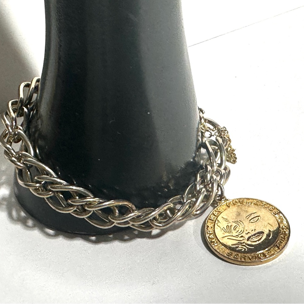 Vintage Mary Kay Service Award Charm Bracelet Gold Tone Chain Safety Chain